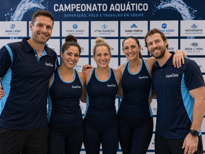 Equipe AquaClass na piscina