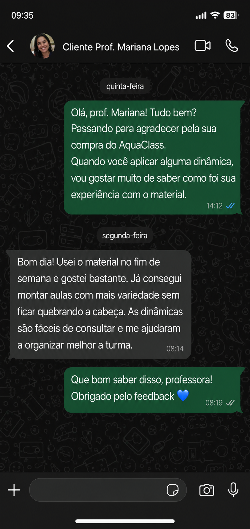 Feedback no WhatsApp